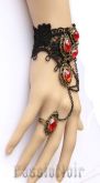 Pulseira + Anel com Cristais Preto e Vermelho