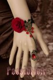 Pulseira e Anel com Rosa Vermelha