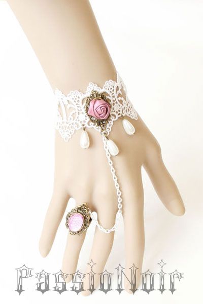 Pulseira e Anel Laço Branco